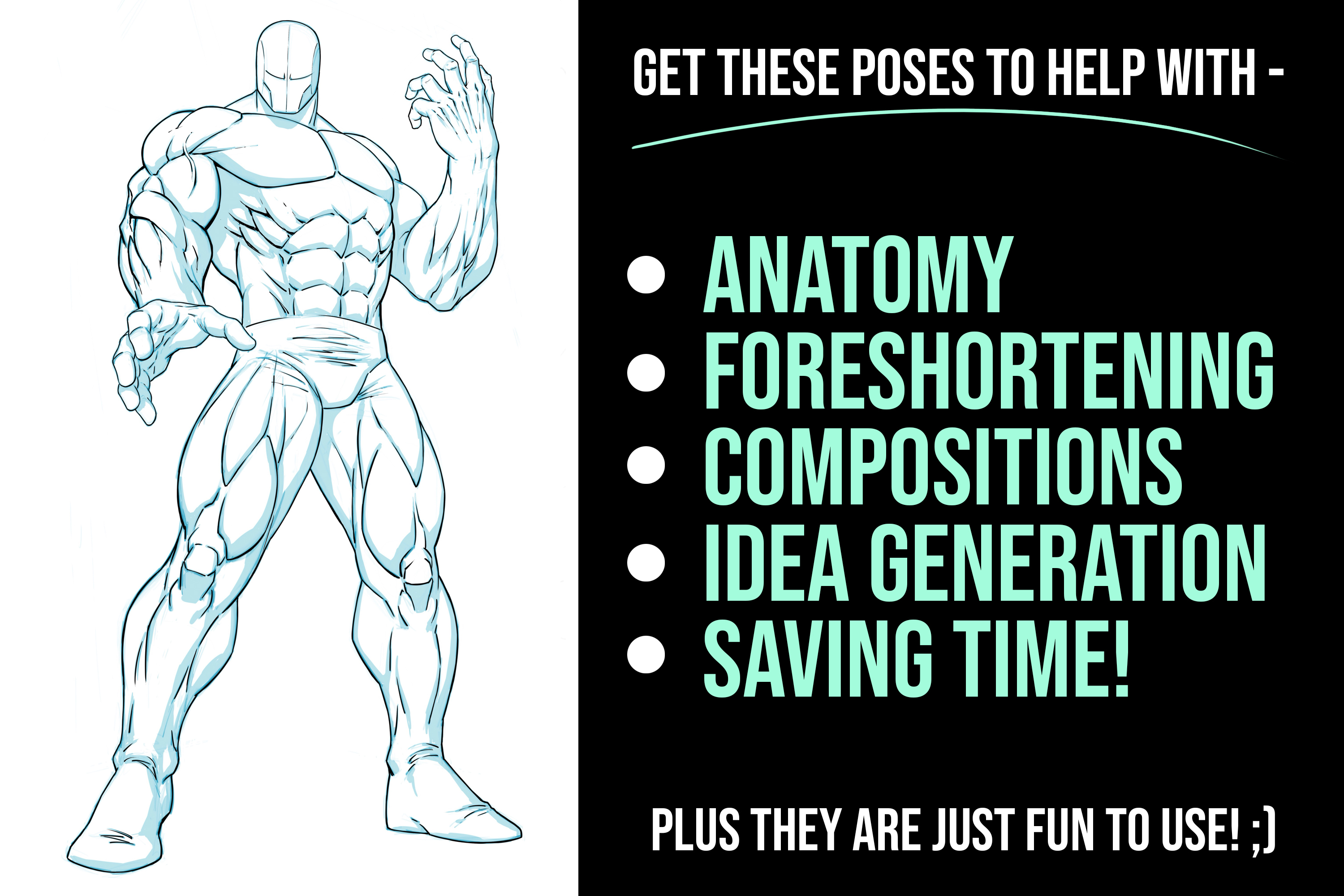 Procreate Pose Pack - 25 Stamps - Superhero Figures Vol. 3