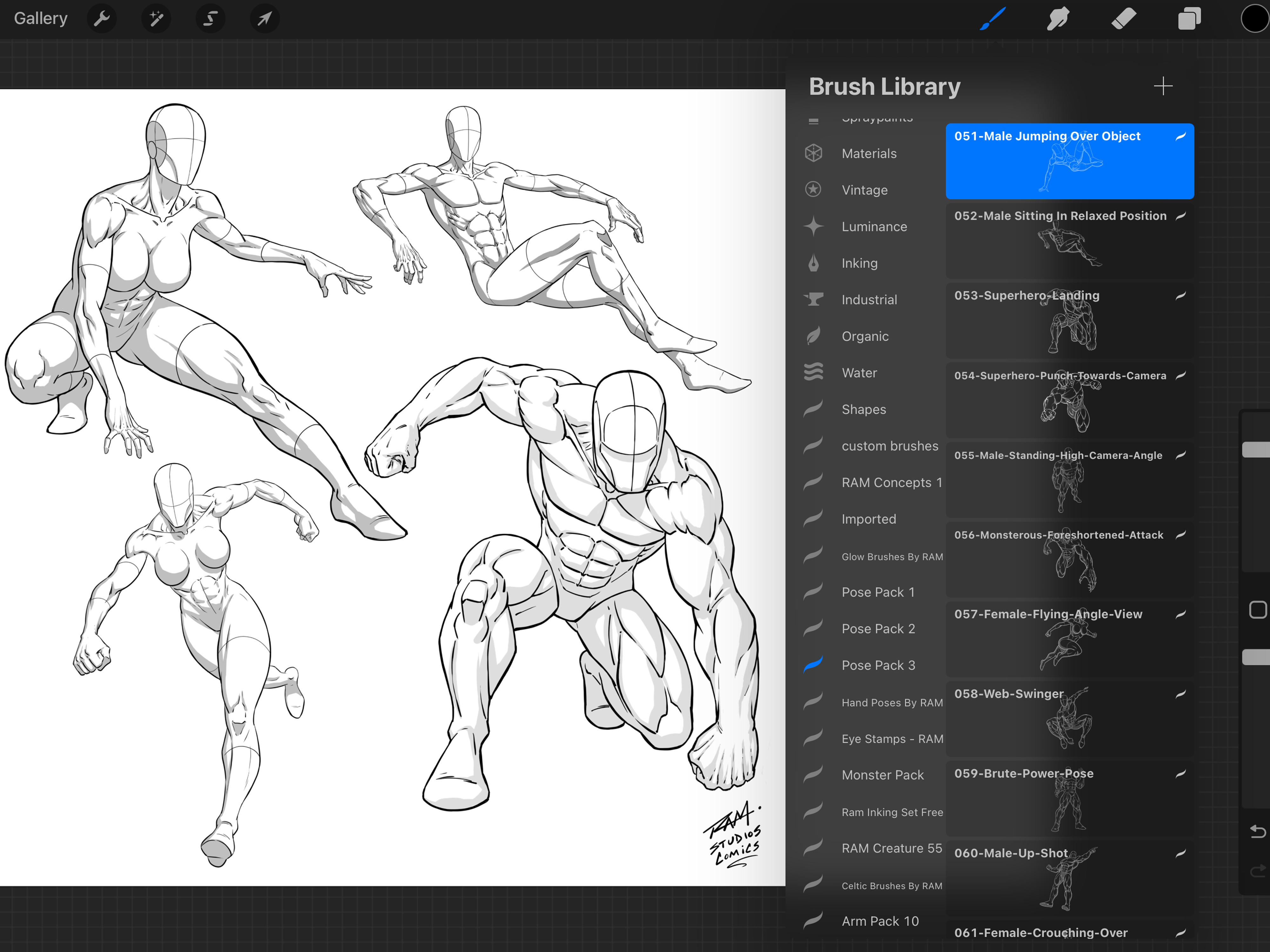 Procreate Pose Pack - 25 Stamps - Superhero Figures Vol. 3