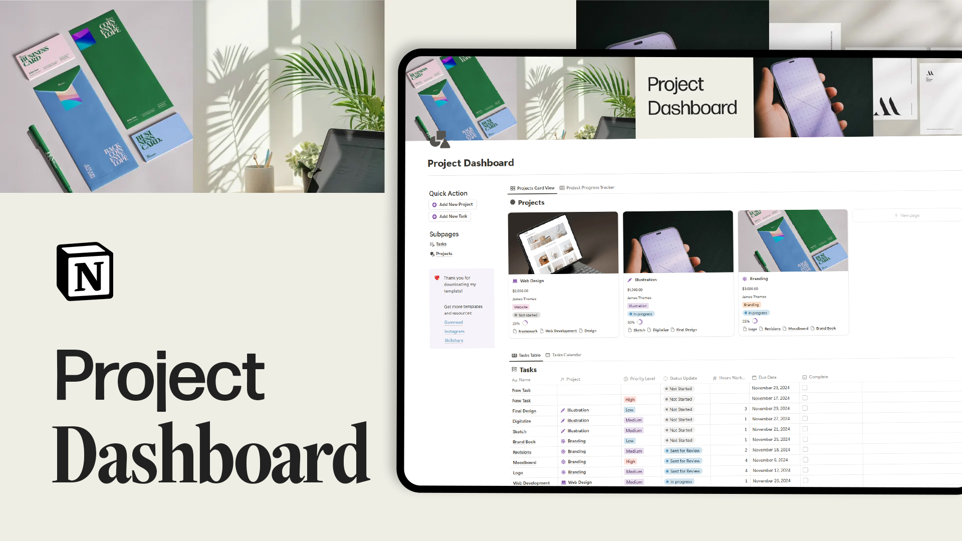 Freelance Project Dashboard Notion Template