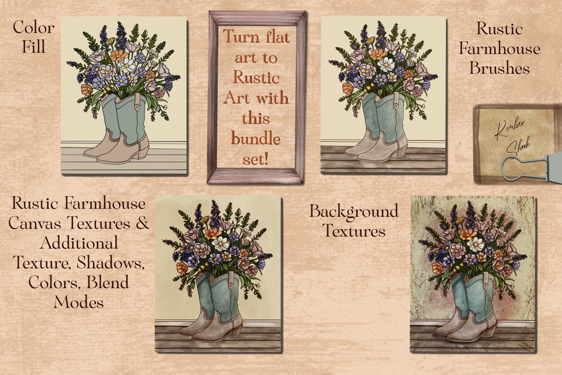 Rustic Farmhouse Procreate Bundle Set