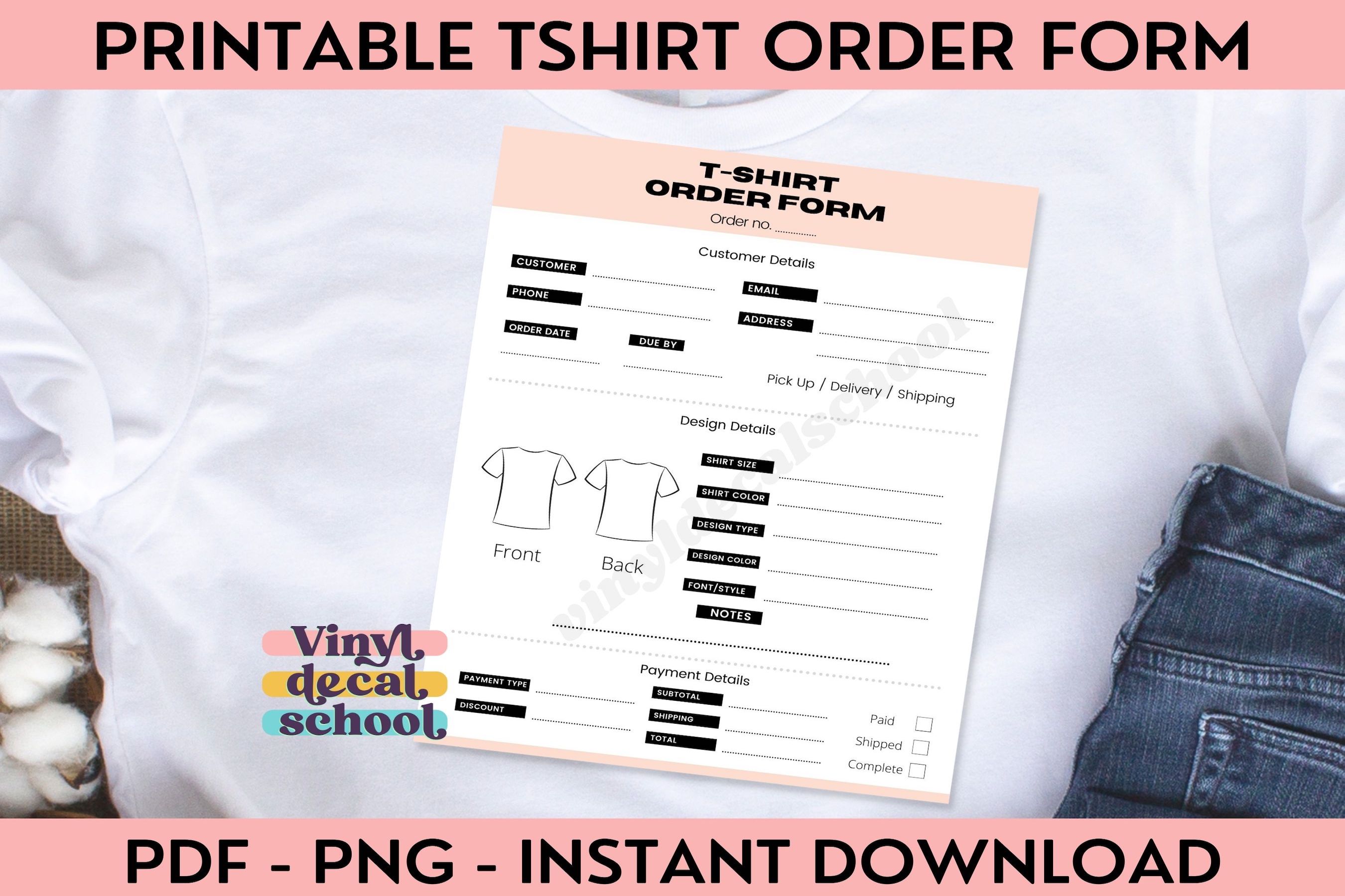 Printable T Shirt Order Form For Shirt Business Owners