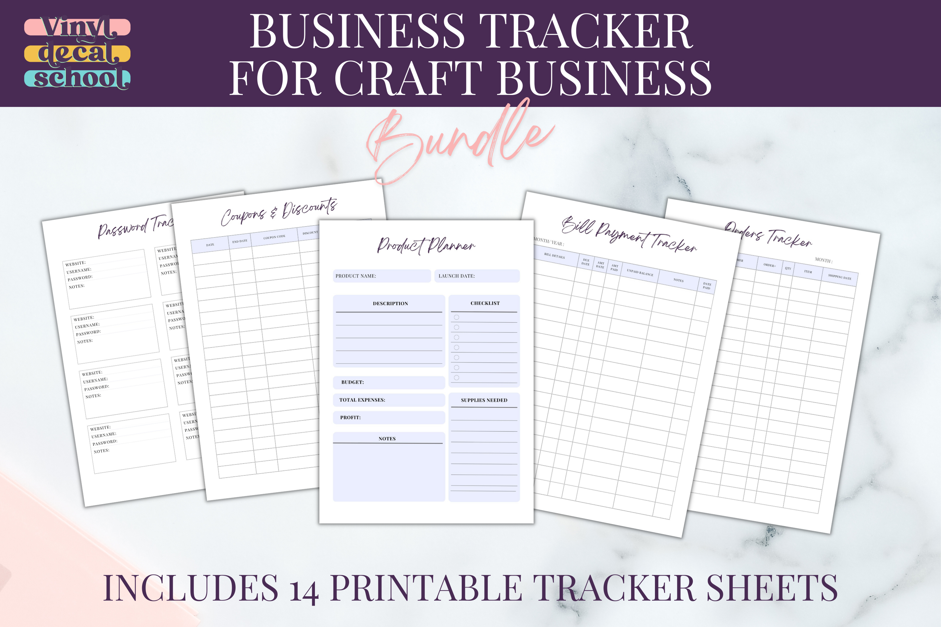 Business Tracker For Craft Business Bundle