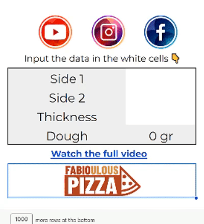 Pizza dough by pan size