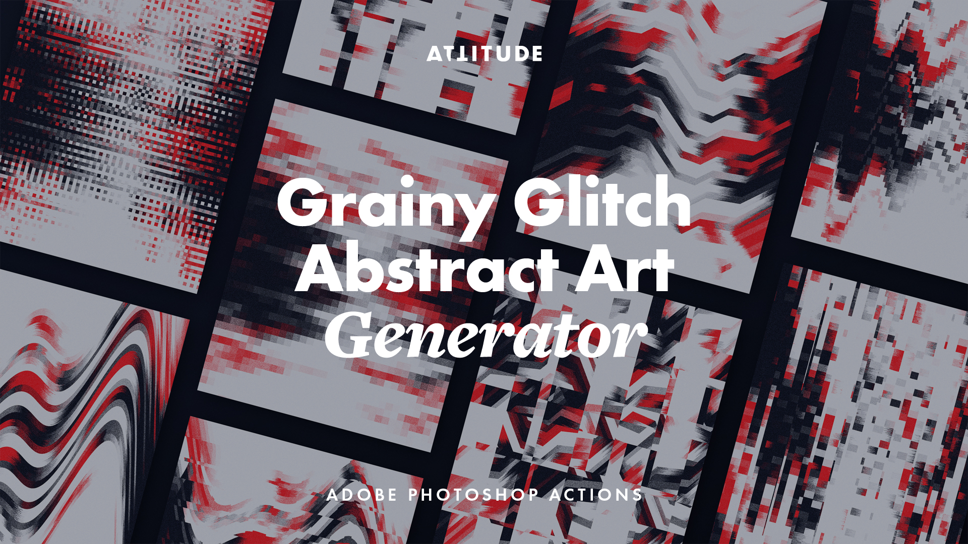 Grainy Glitch Abstract Art Generator — Adobe Photoshop Actions