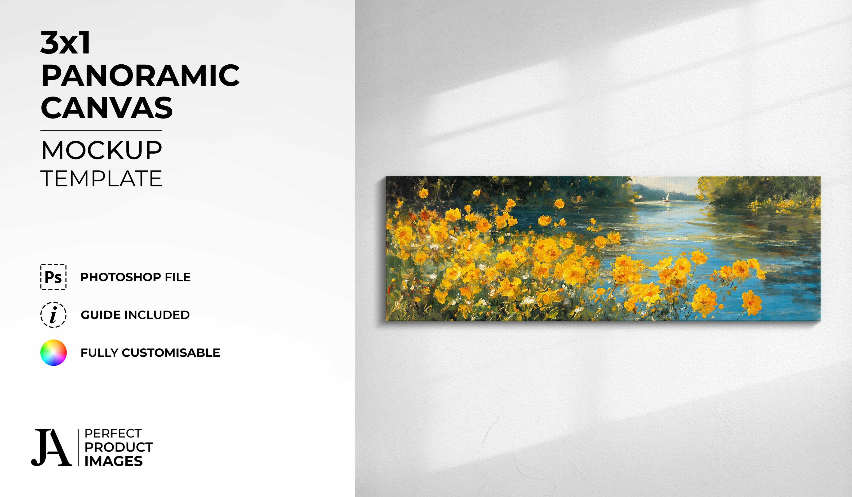 Panoramic 3x1 Canvas Mockup Template