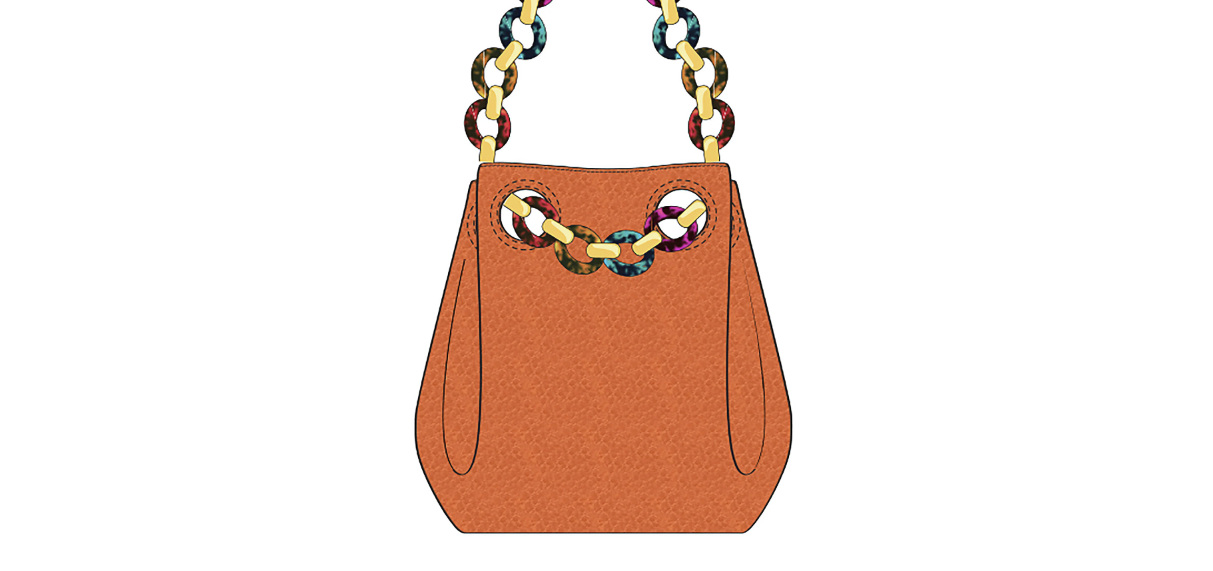 Bucket Bag + Multi-Color Tortoise Shell Chain Strap