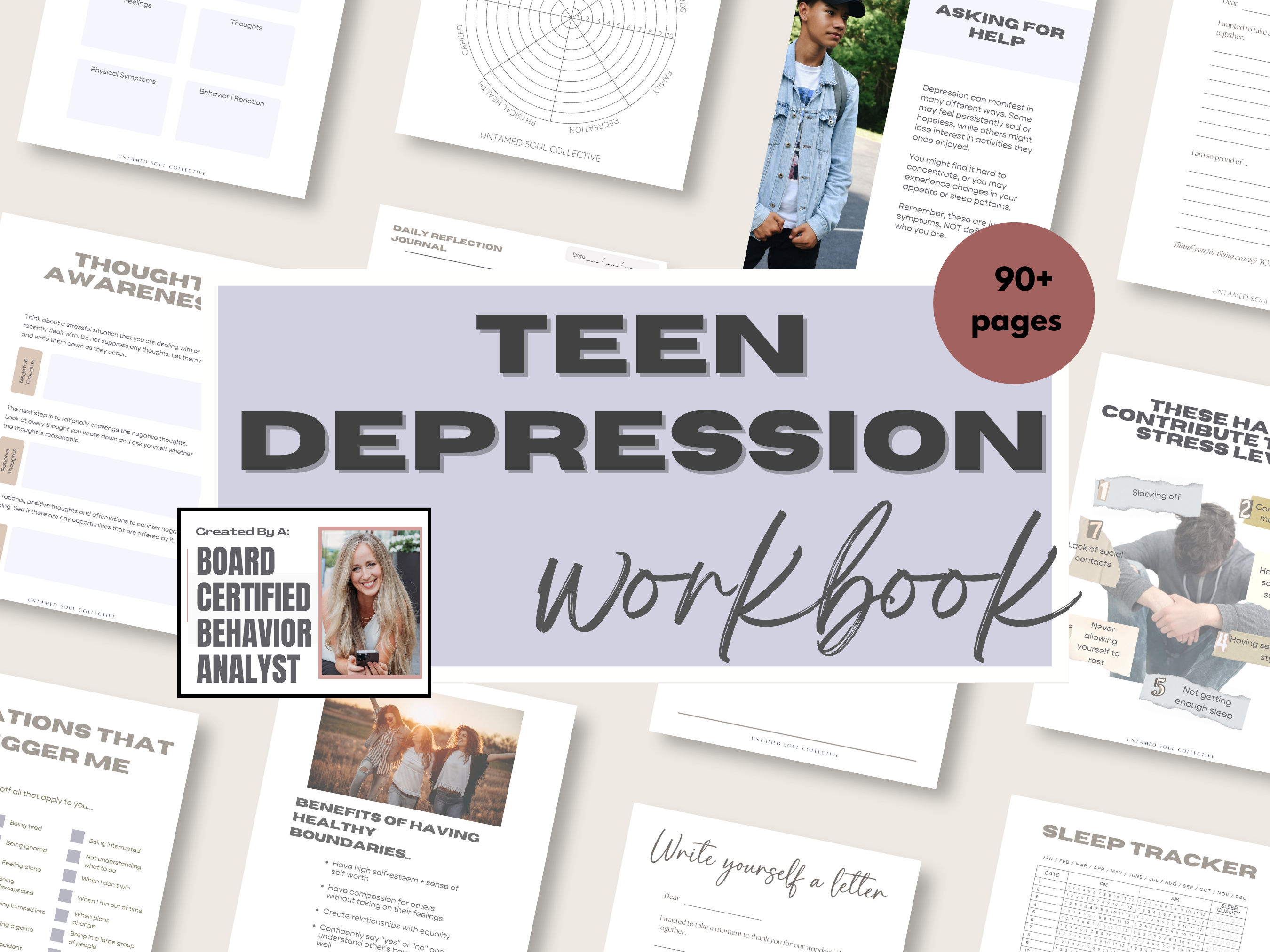 Printable teen depression workbook with CBT and self-care