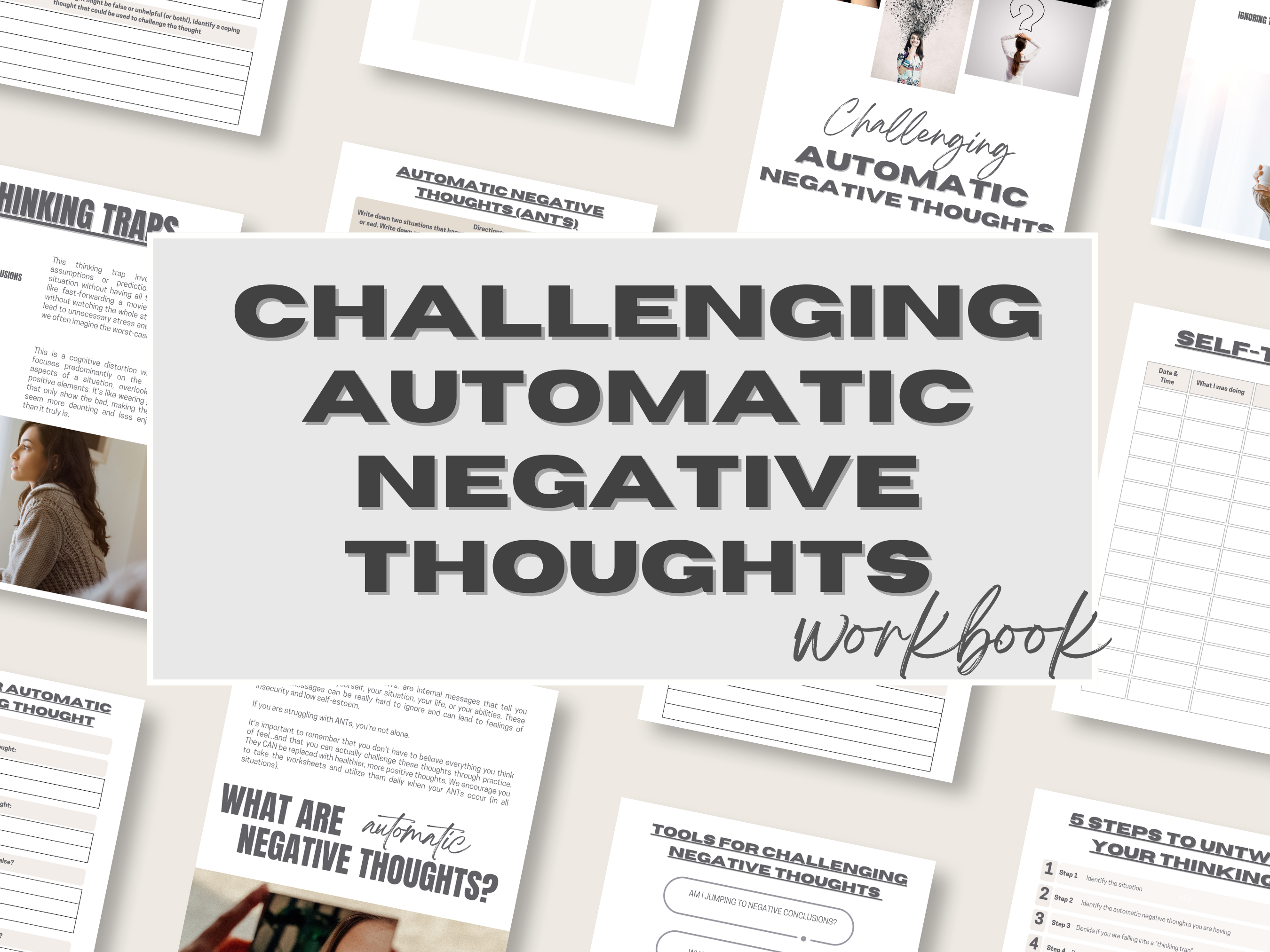 Challenging Automatic Negative Thoughts Workbook | Printable