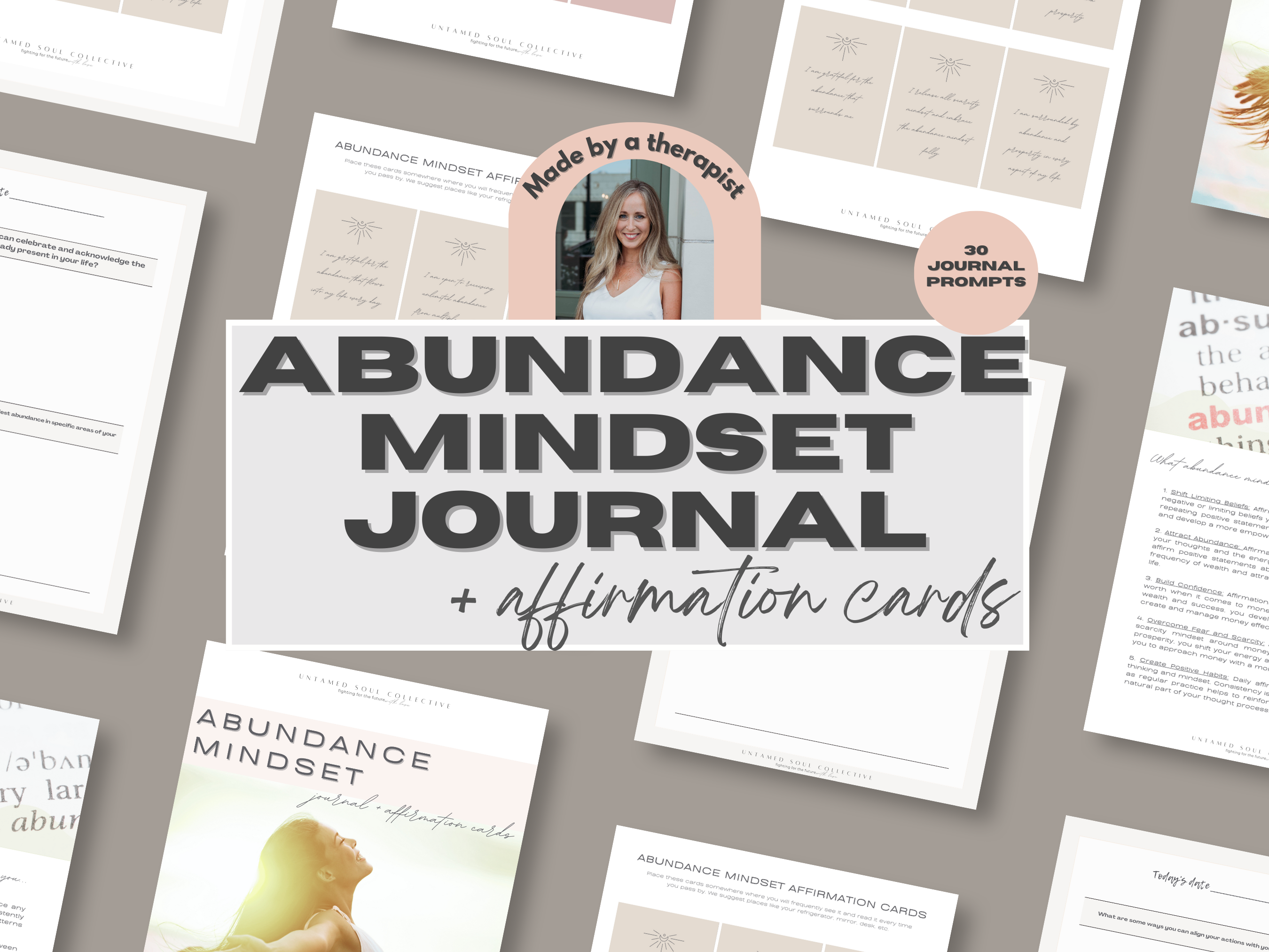 Printable abundance mindset journal + affirmation cards