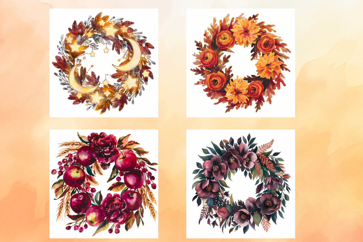 Autumn Wreath Bundle for Artist Reference & Commercial Use