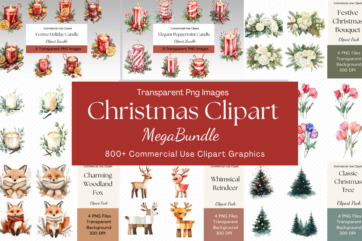 Christmas Clipart Mega Bundle - 800+ Graphics for Creatives