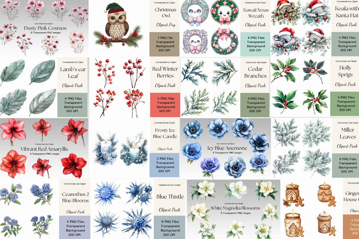 Christmas Clipart Mega Bundle - 800+ Graphics for Creatives