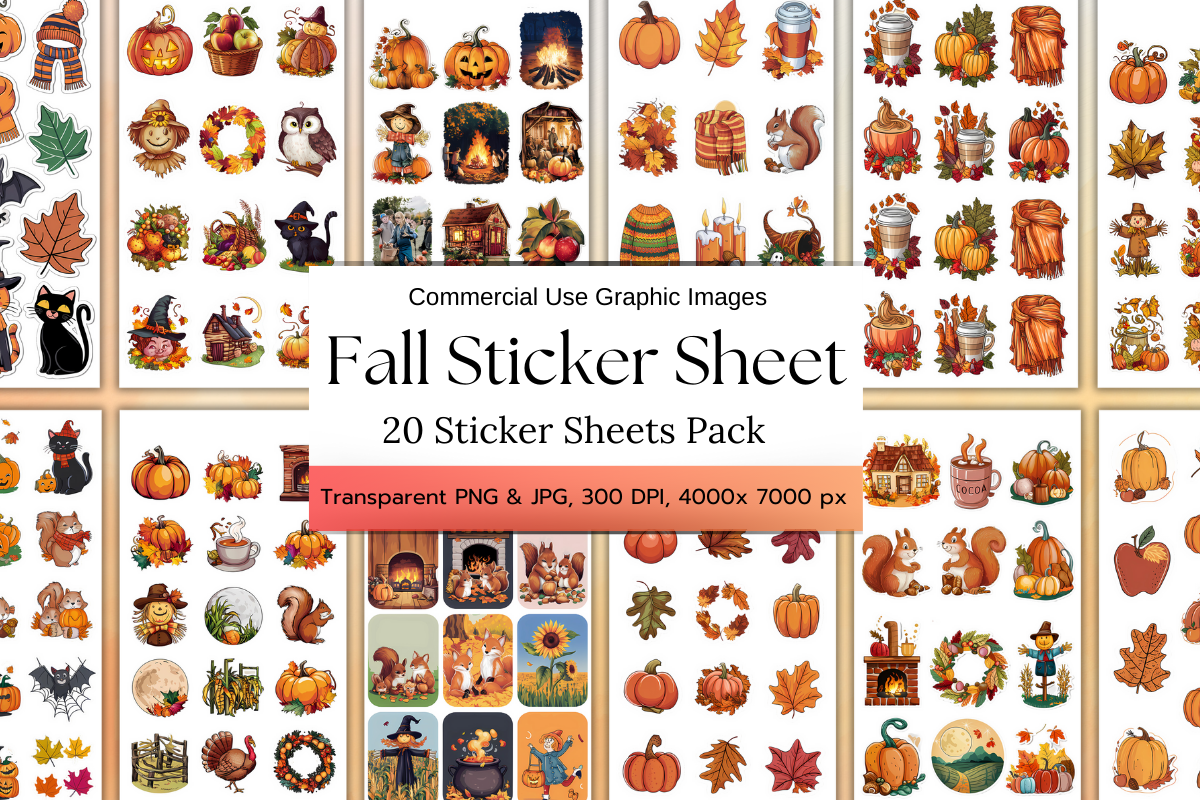 Fall Sticker Sheet Pack - 20 Sticker Sheets Bundle
