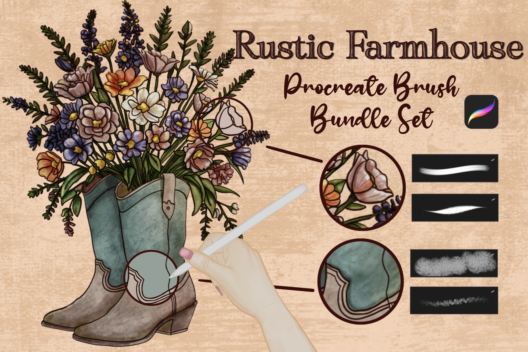 Rustic Farmhouse Procreate Bundle Set